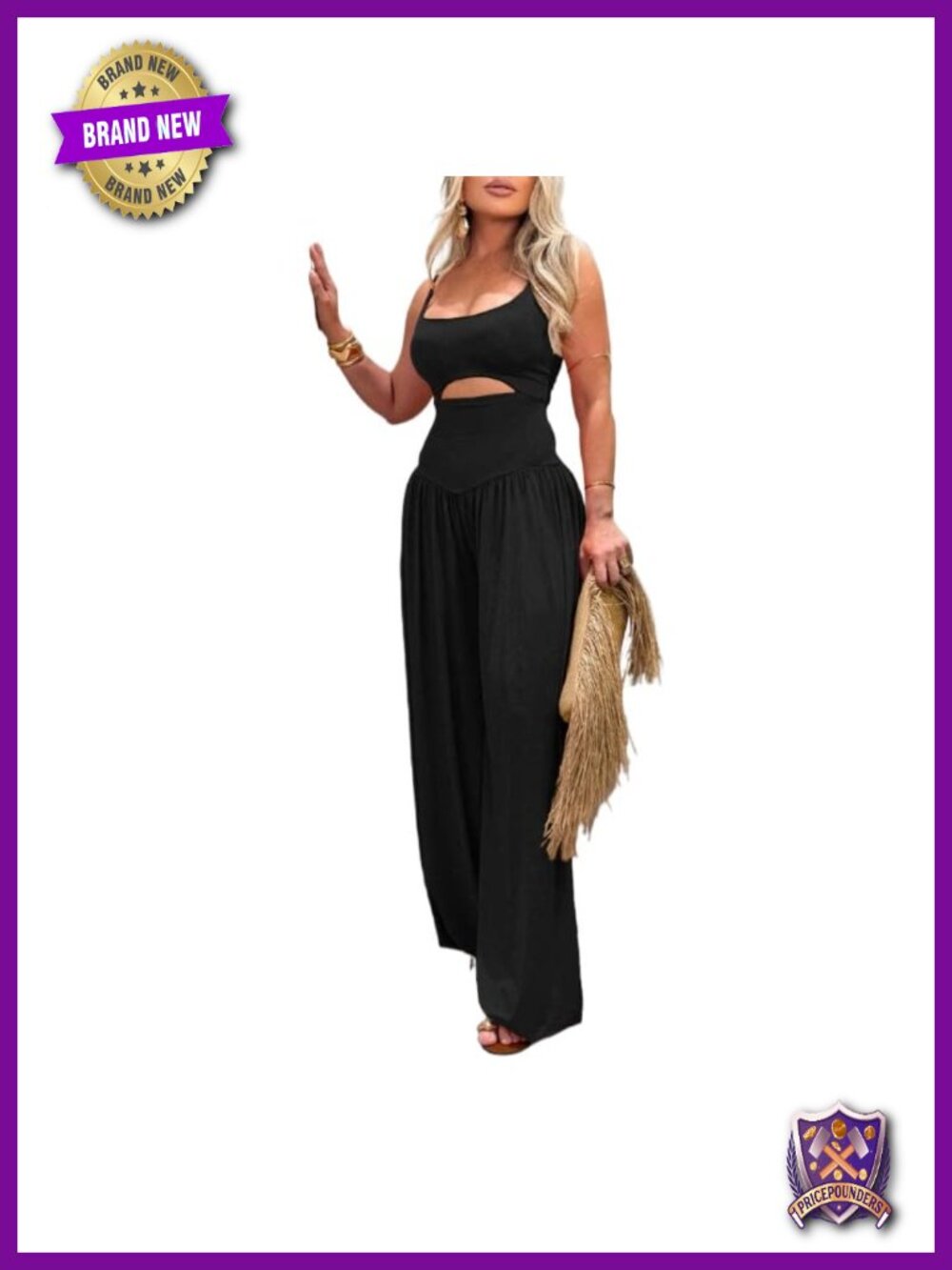 Wide Leg Sleeveless V-Neck Jumpsuit with Pockets Vacation Romper
